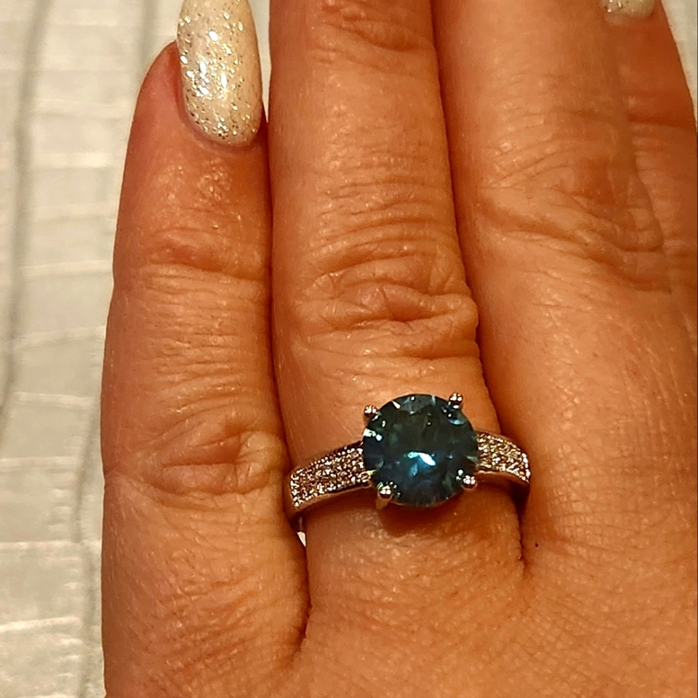 Adjustable Moissanite Ring For Women,Men 3CT D Color VVS1 Green color 925 Silver